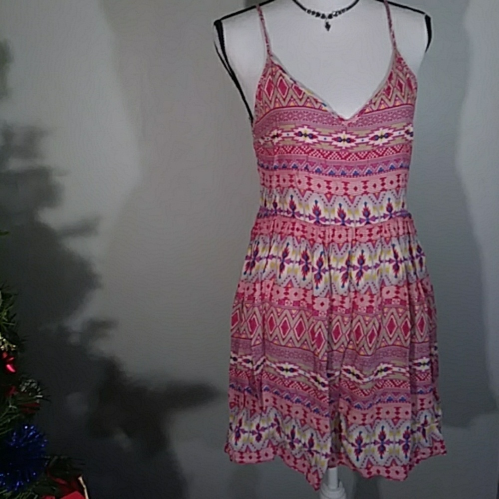 Millau Womens White Pink Spring Sundress Med